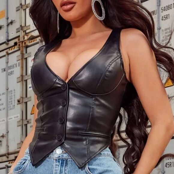 Fashion Nova Jackets & Blazers - High Mileage Faux Leather Vest Size M